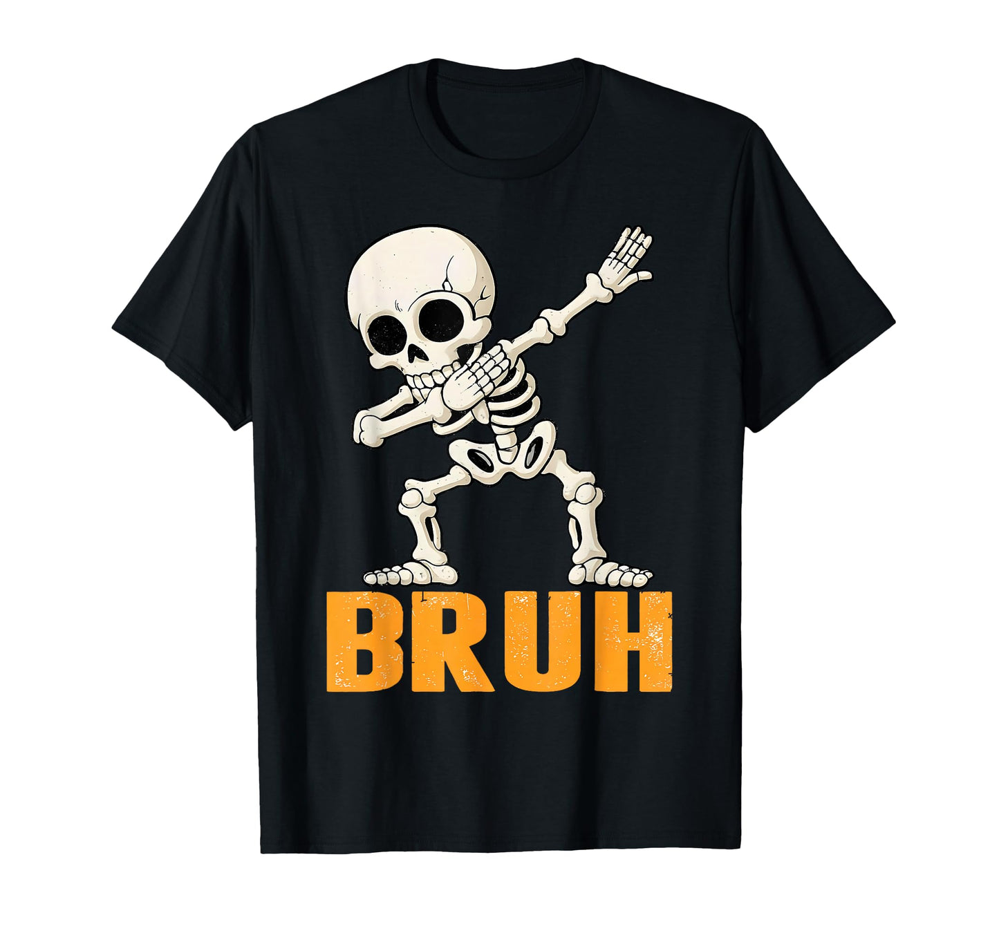 Bruh Dabbing Skeleton Funny Halloween Bro Boys Kids T-Shirt