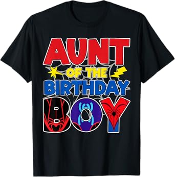 Aunt Of The Birthday Boy Matching Spider Family Birthday T-Shirt