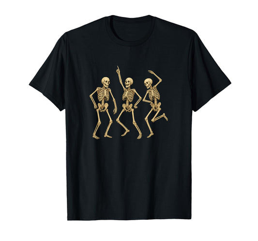 Dancing Skeleton Trio Halloween Design, Spooky Season Party T-Shirt