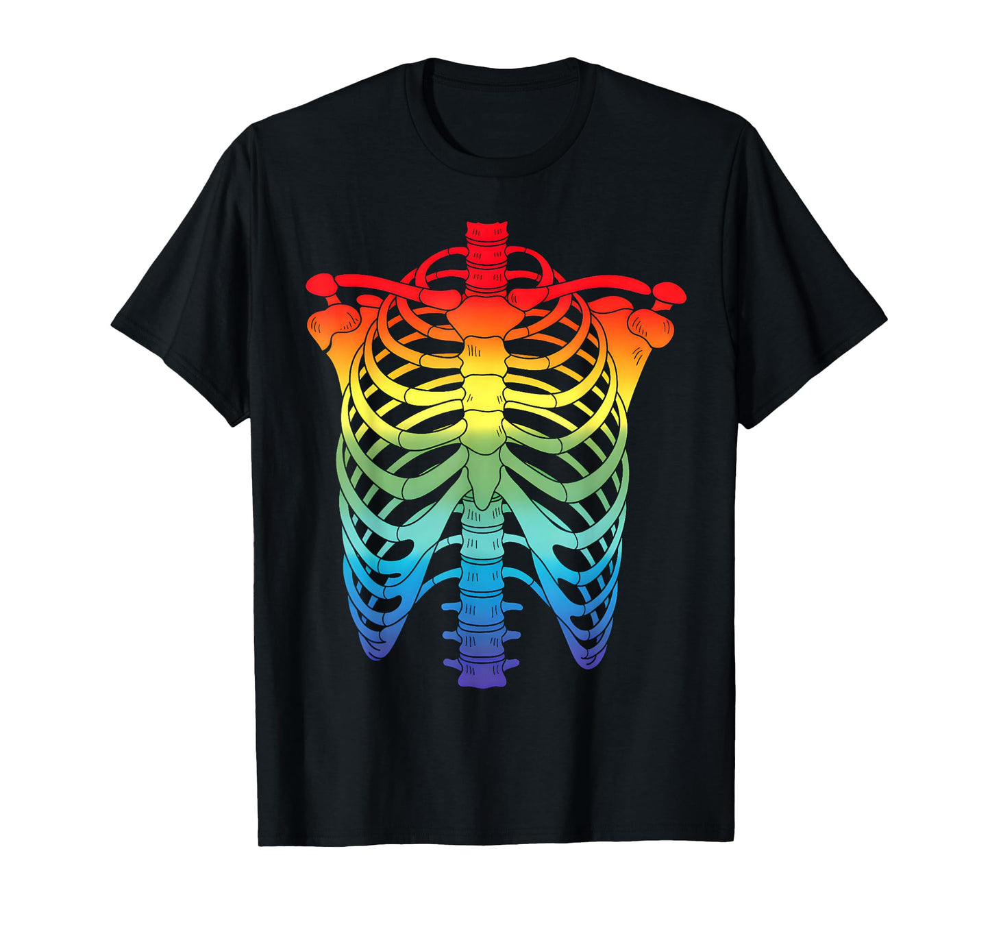 Halloween LGBTQ Rainbow Ribcage Costume Skeleton Gay Pride T-Shirt