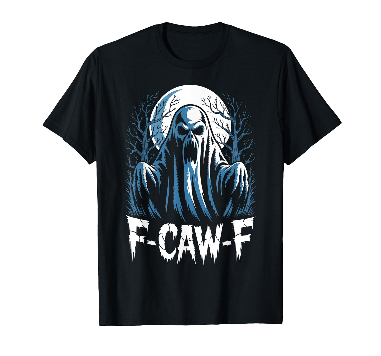 F-Caw-F Little Ghost | Funny Gothic Raven Moon Adult Humor T-Shirt