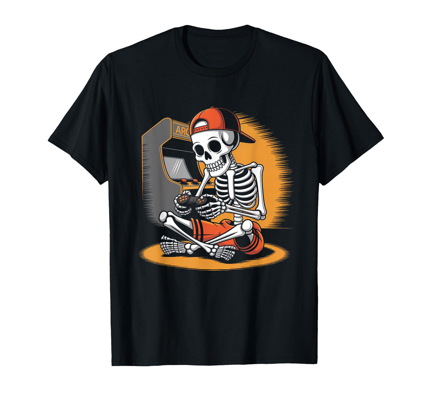 Halloween Skeleton Video Gaming Gamer Men & Youths Teens T-Shirt