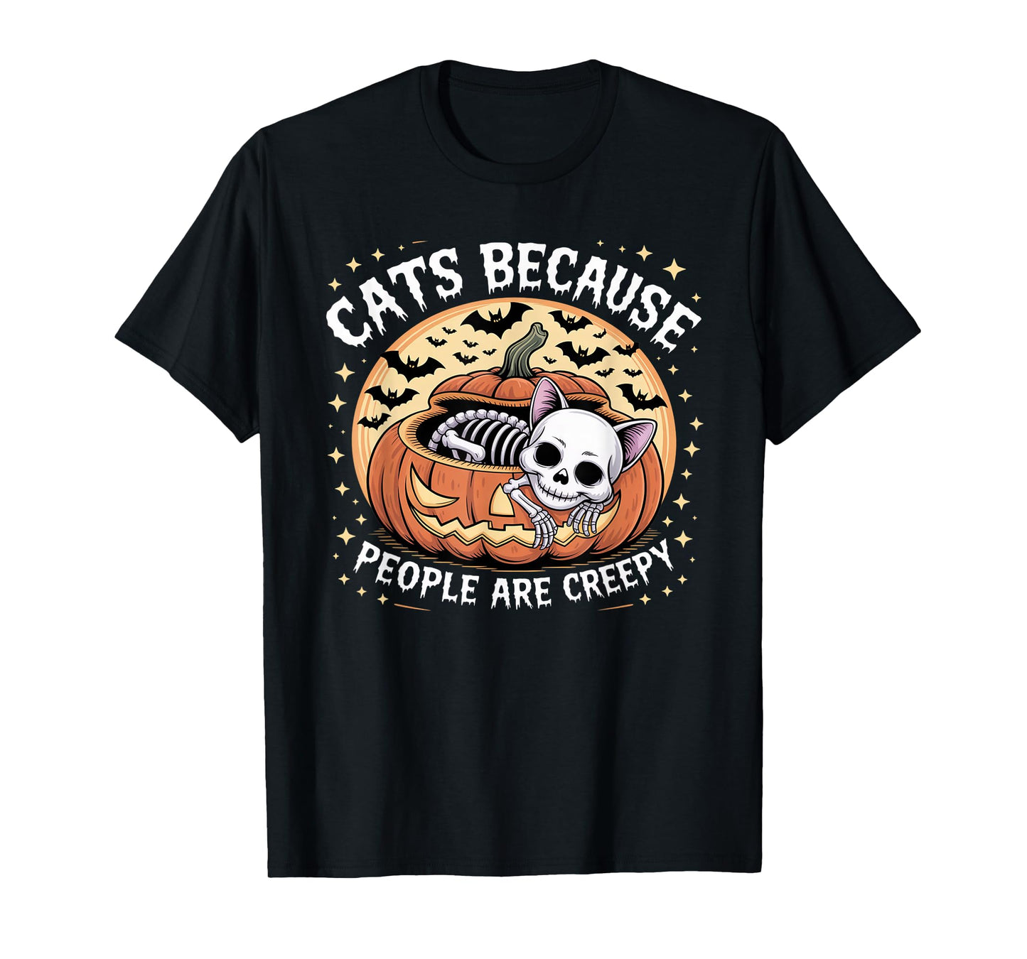 Cats Because People are Creepy Ghost Halloween Cat Mom Kids T-Shirt