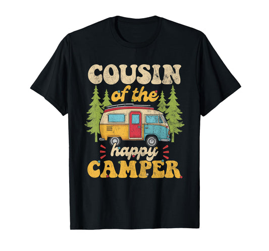 Cousin of Happy Camper 1st Birthday Party Retro Cousin T-Shirt