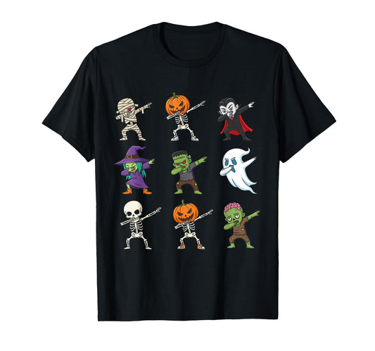 Dabbing Halloween Costumes Skeleton Zombie Pumpkin Mummy T-Shirt