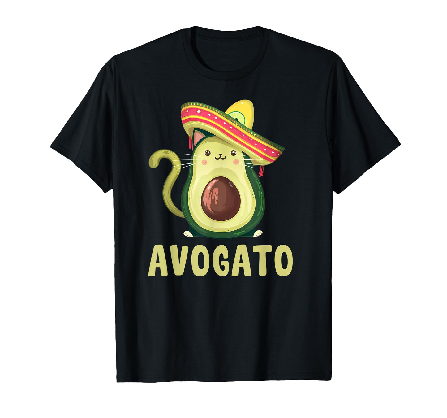 Cute Avogato Funny Cinco de Mayo Cat Avocado Kids Women Men T-Shirt