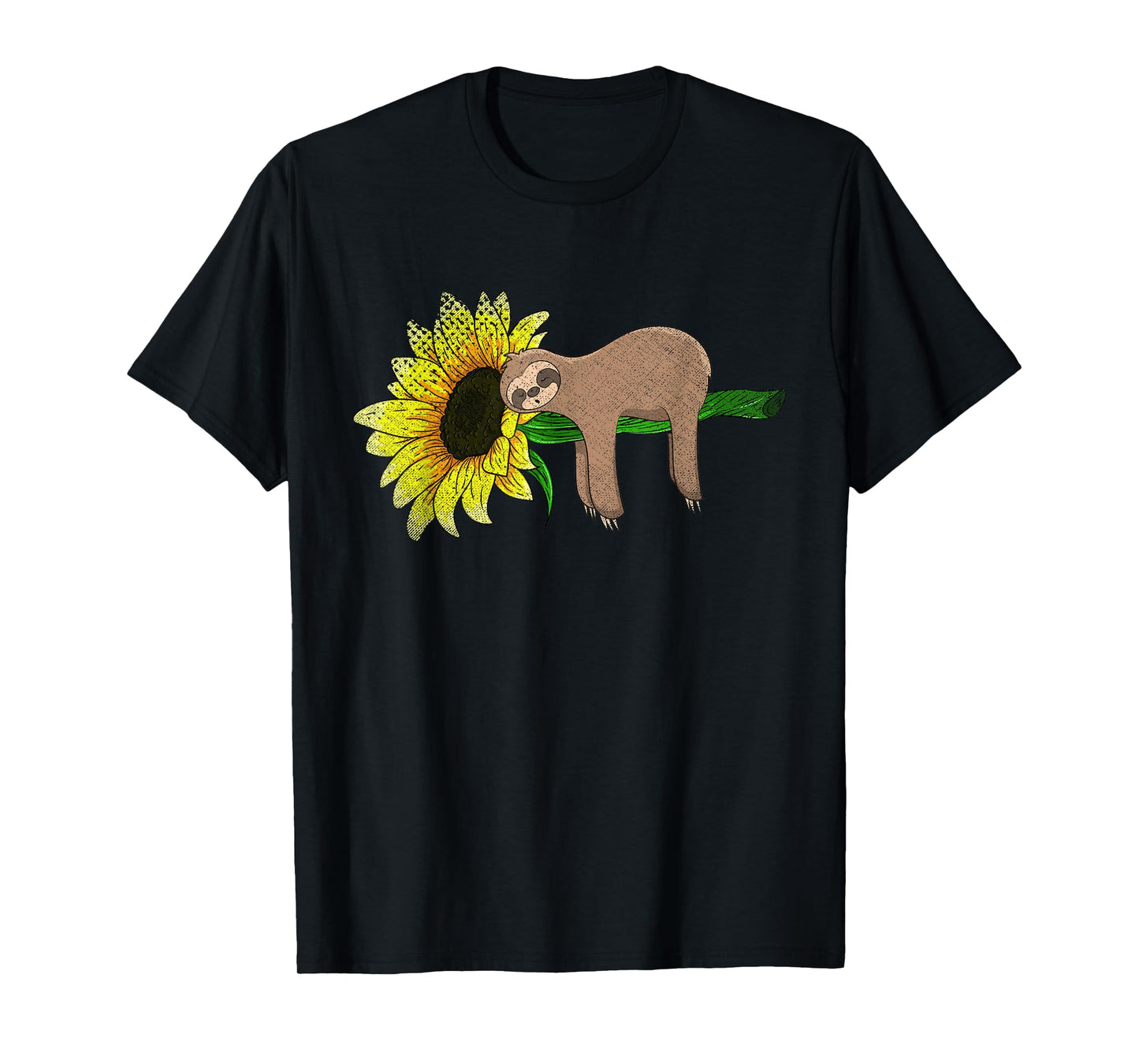 Yellow Flower Sunflower Sleepy Animal Lover Wildlife Sloth T-Shirt