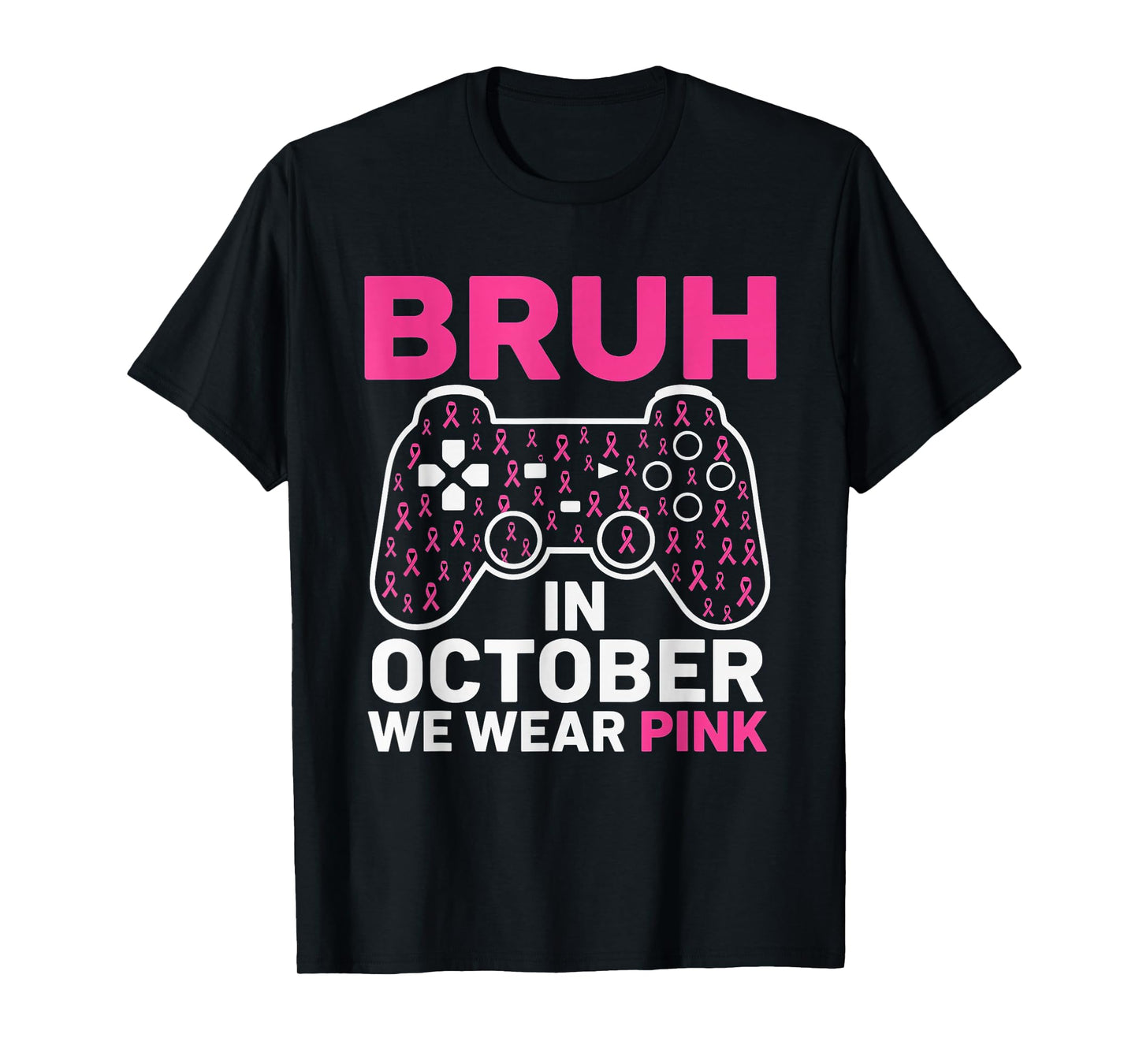 Bruh in October Wear Pink Breast Cancer Awareness Kids Boys T-Shirt