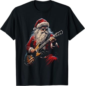 Rock Guitar Santa Claus Playing Guitar - Funny Christmas T-Shirt