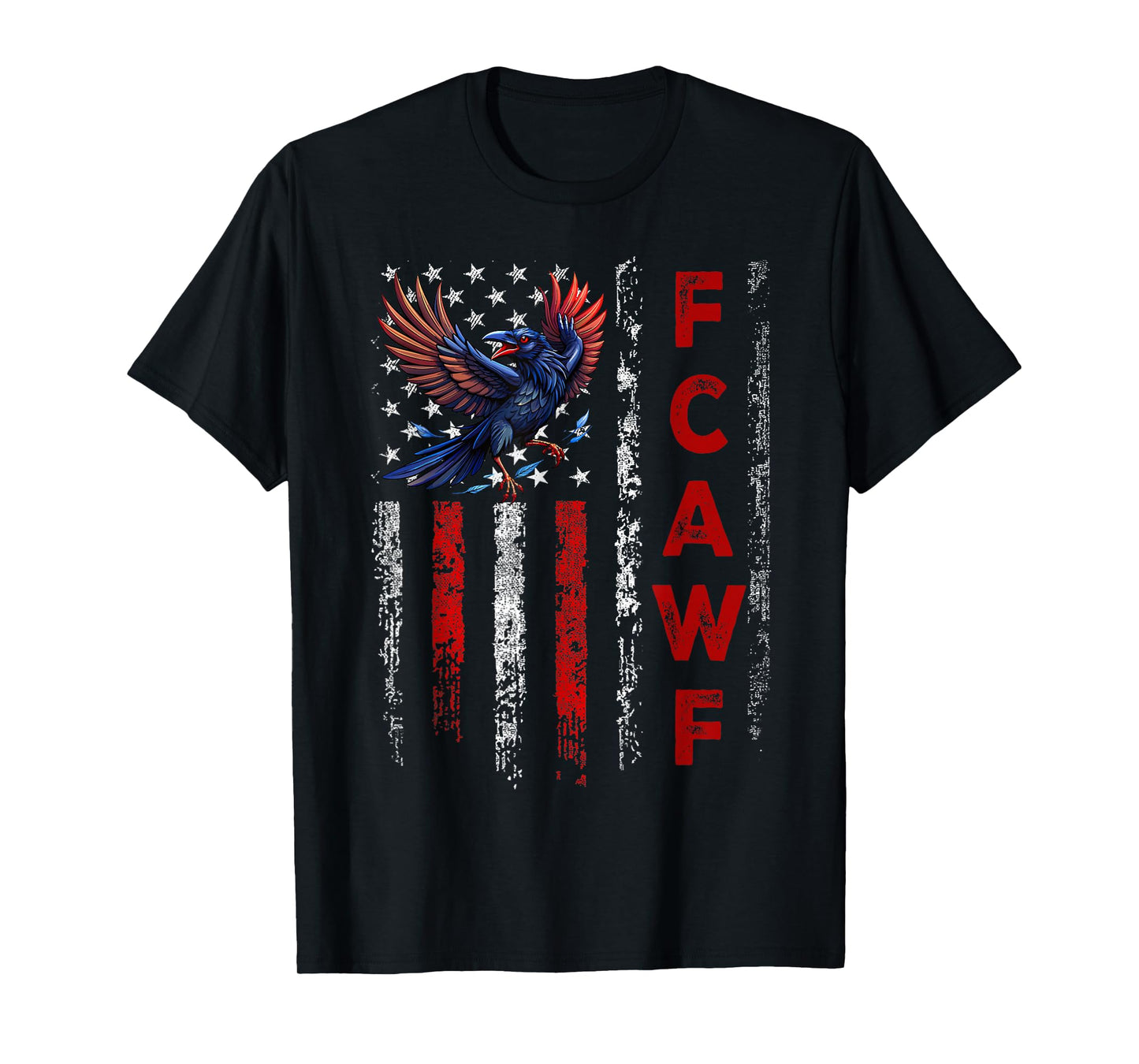 F-Caw-F Black Crow Black Bird Retro USA Flag Vintage F-Caw-F T-Shirt