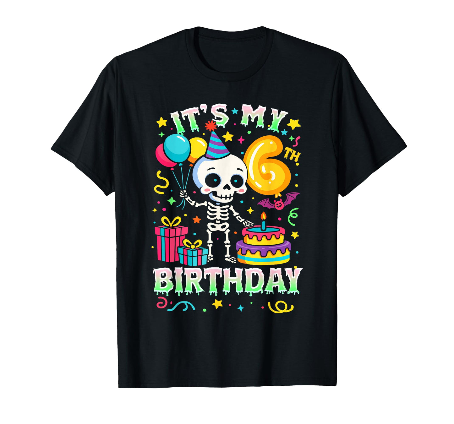 It's My 6th Birthday Skeleton Halloween T-Shirt