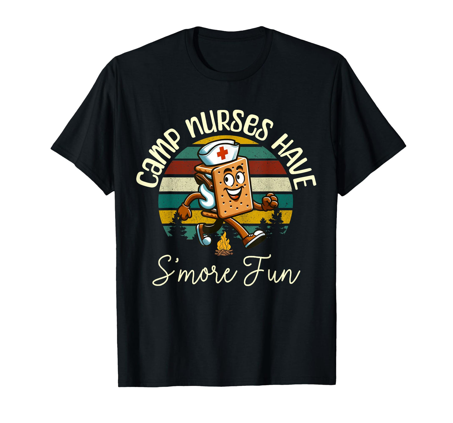 Camp Nurse Retro Camper Nature Camping Trip S'Mores Campfire T-Shirt