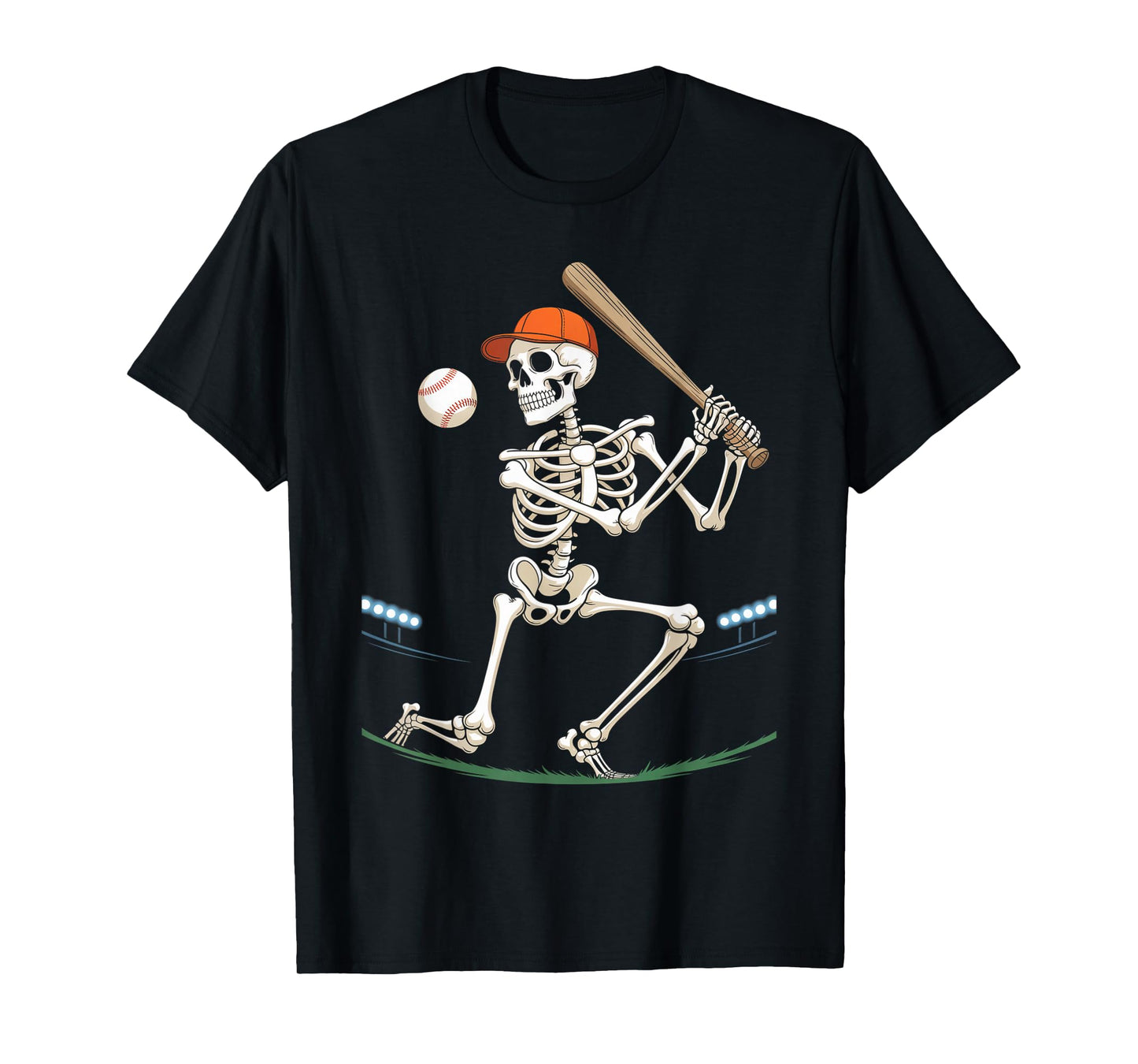 Skeleton Baseball Halloween Costume Funny Men Boys Kids T-Shirt