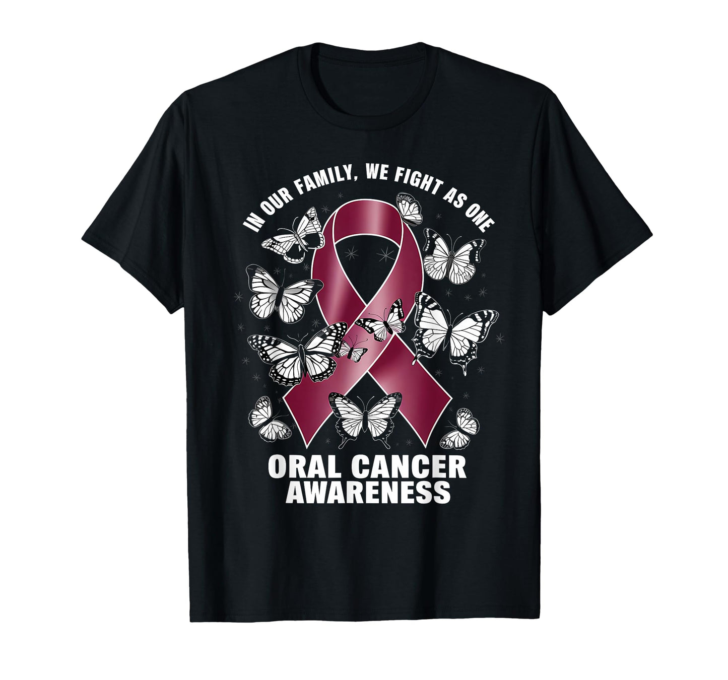 We Fight As One Burgundy Ribbon Oral Cancer Awareness T-Shirt
