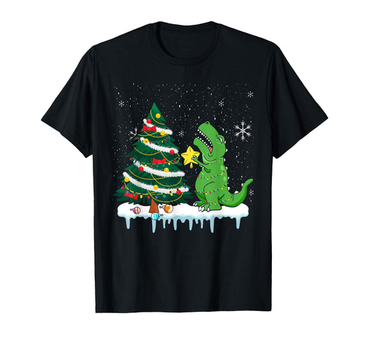 Struggle Is Real Dinosaur T Rex Christmas Tree Star Kids T-Shirt