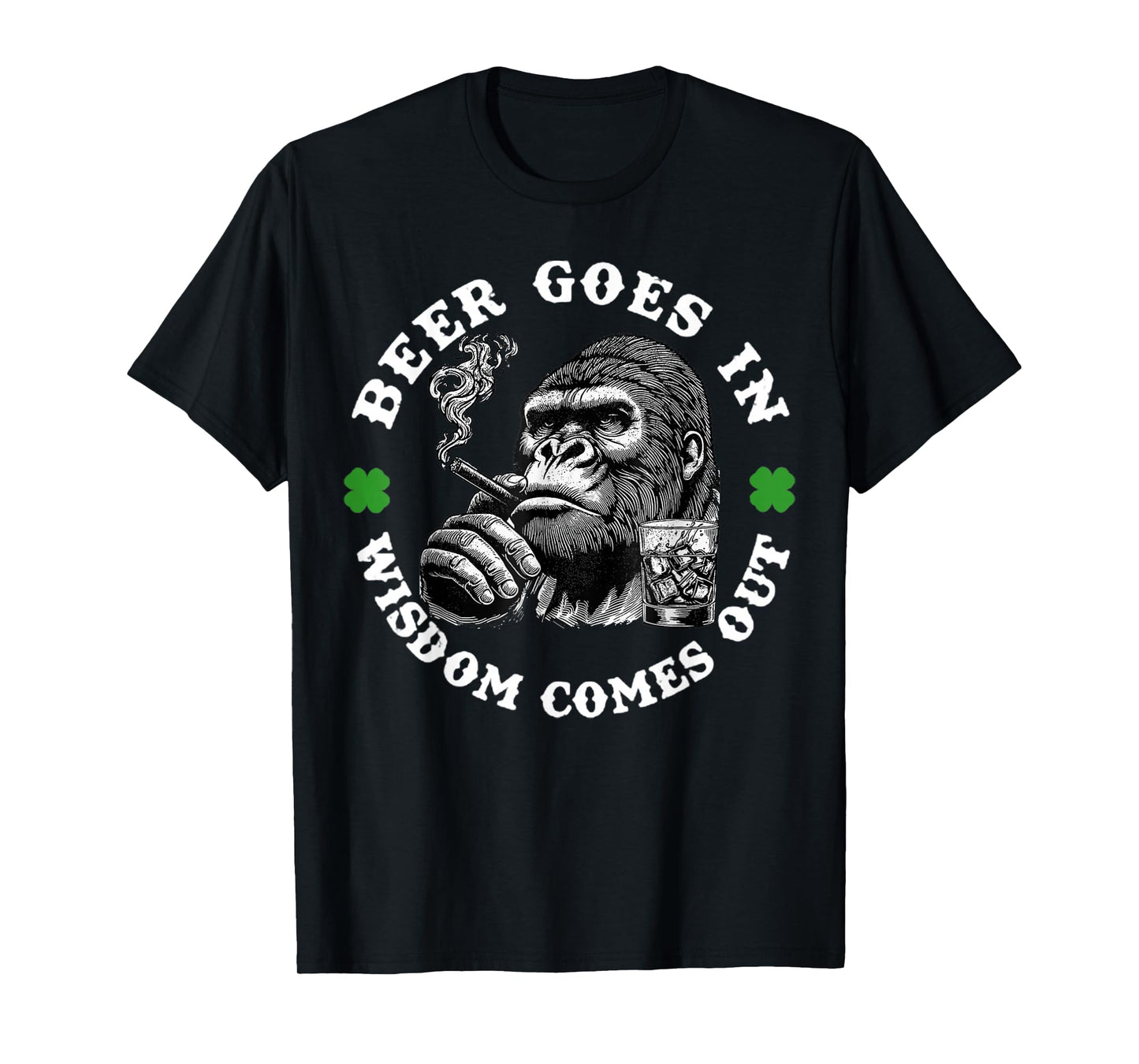 Beer Goes in Wisdom Comes Out Monkey T-Shirt