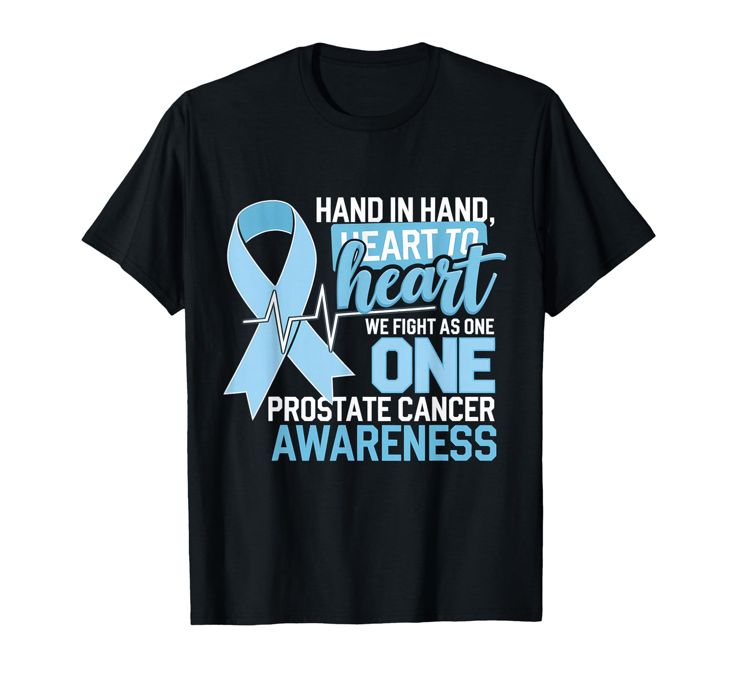 Prostate Cancer Awareness Heart To Heart Light Blue Ribbon T-Shirt
