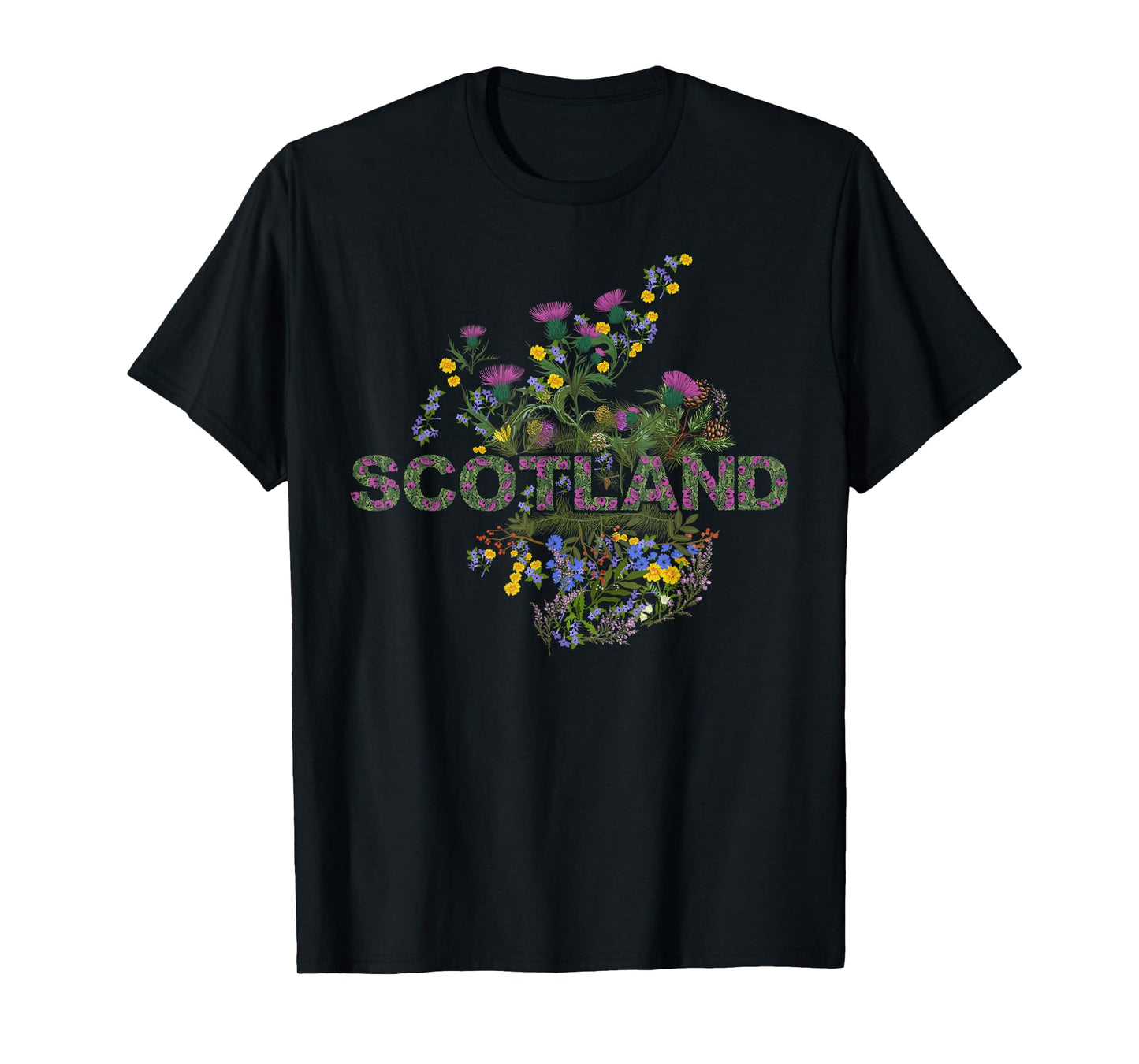 Scotland Map - Scottish Highland Botanicals Nature Souvenir T-Shirt