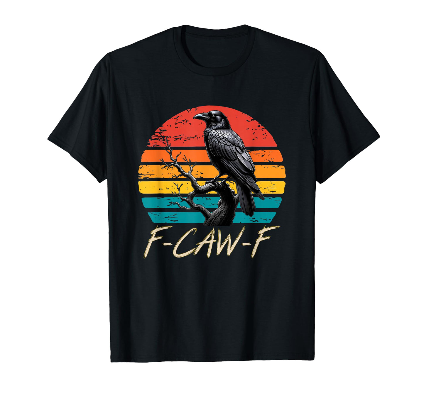 Vintage Retro Halloween F Caw F F-Caw-F Crow Graphic Men T-Shirt