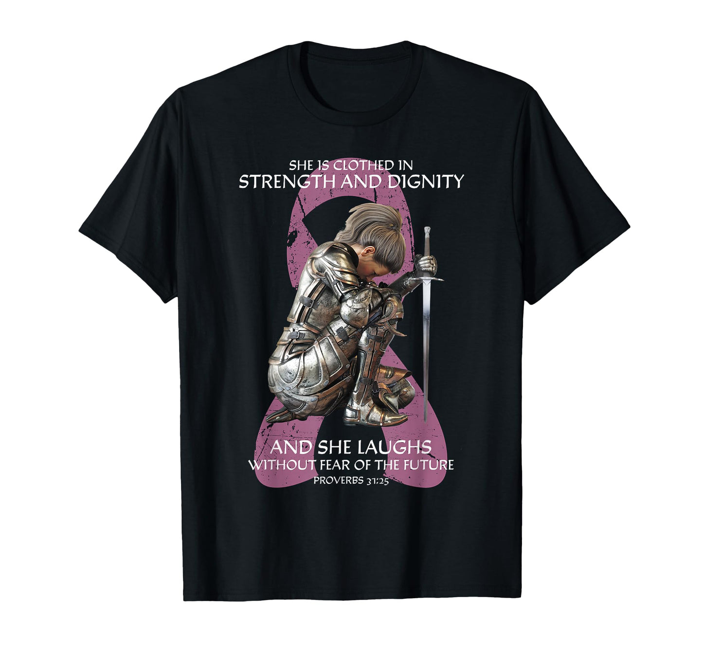 Christian Verse Women Breast Cancer Warrior Survivor Pink T-Shirt