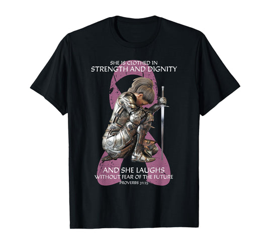 Christian Verse Women Breast Cancer Warrior Survivor Pink T-Shirt
