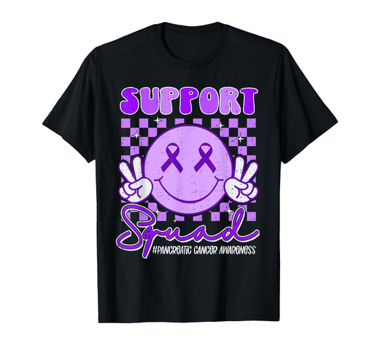 Support Pancreatic Cancer Awareness Ribbon Purple Girl Kids T-Shirt