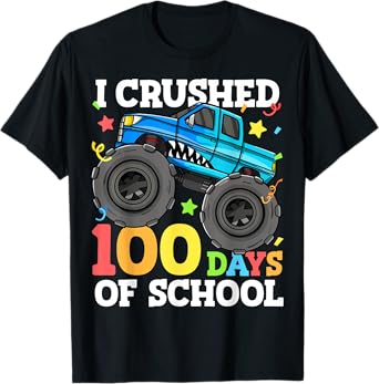 100 Days of School Monster Truck 100th Day of School Boys T-Shirt