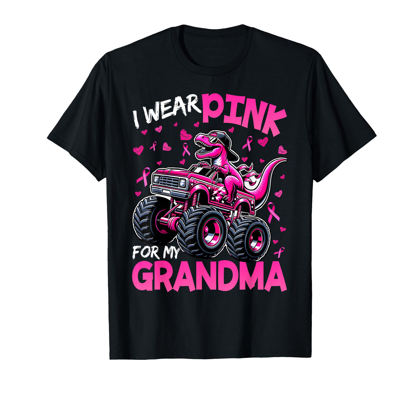 I Wear Pink for My Grandma Breast Cancer Awareness Dinosaur T-Shirt