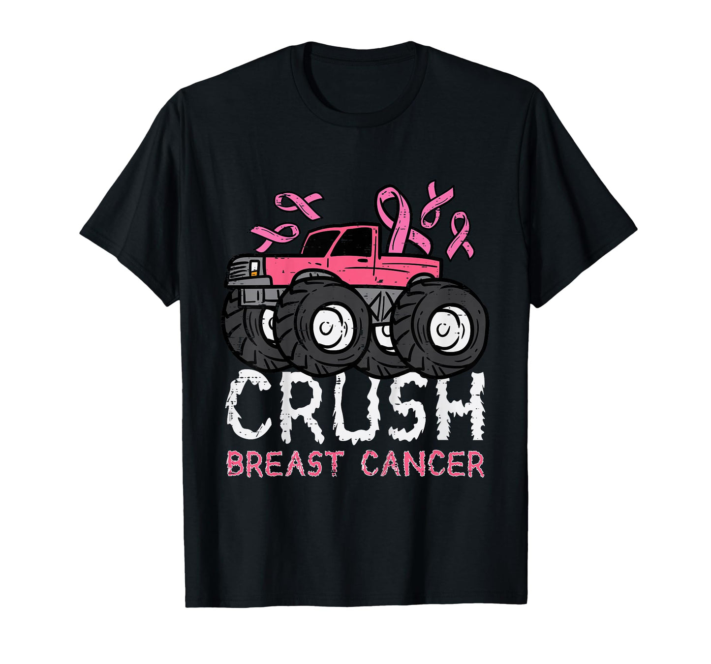 Kids Crush Breast Cancer Awareness Monster Truck Toddler Boy Kids T-Shirt