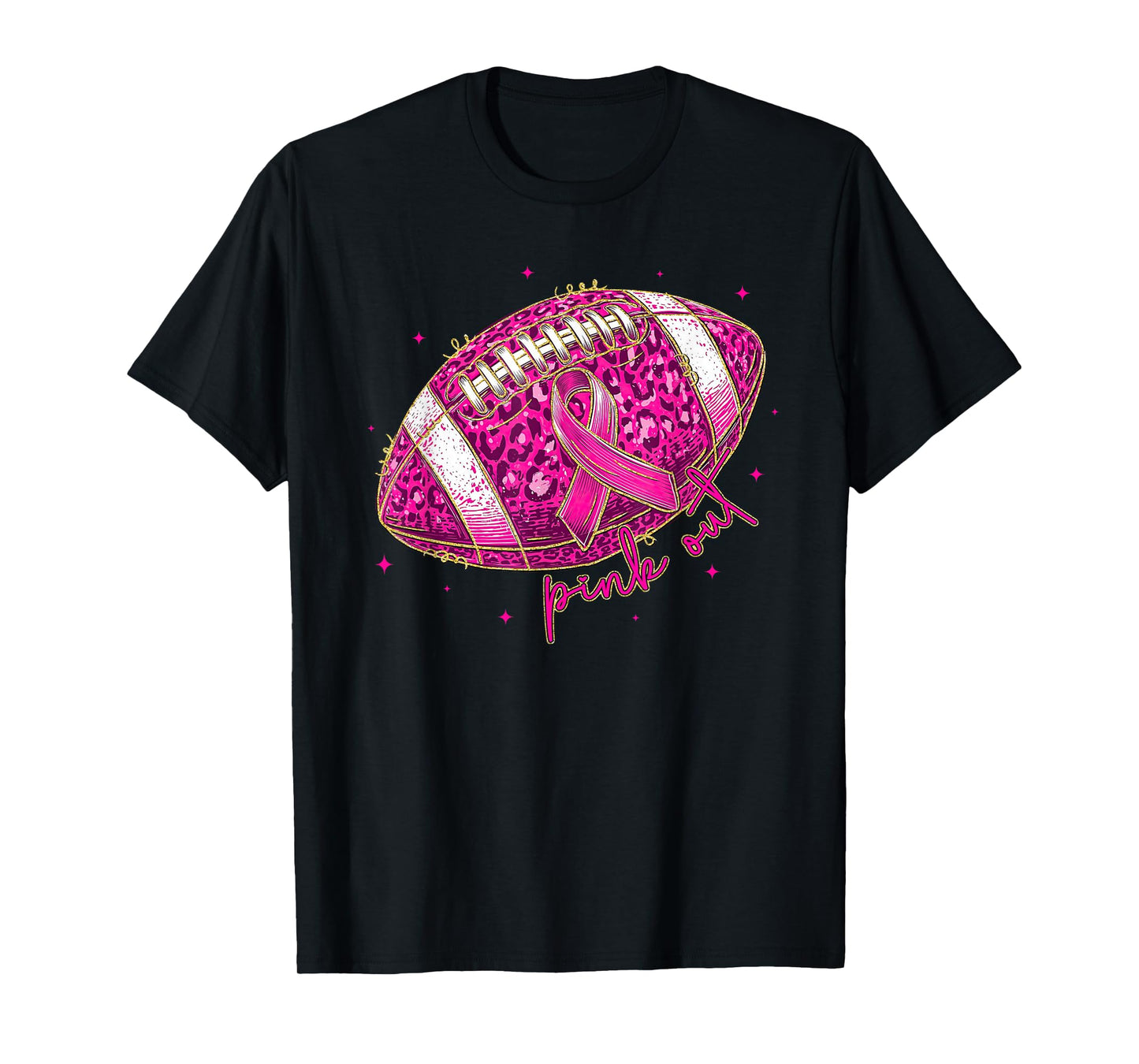 Breast Cancer Awareness Women Pink Out Ribbon Football T-Shirt
