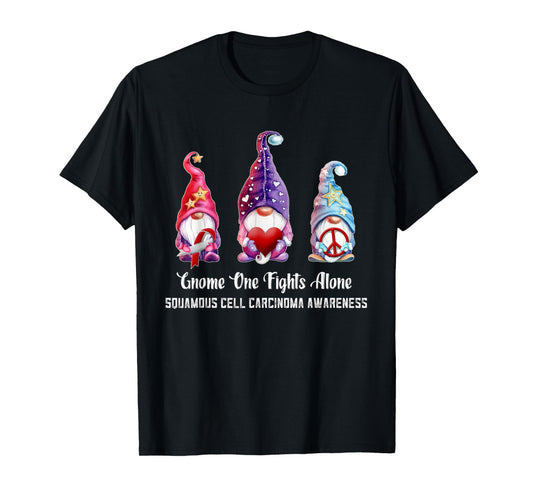 Gnome One Fights Alone Squamous Cell Carcinoma Awareness T-Shirt