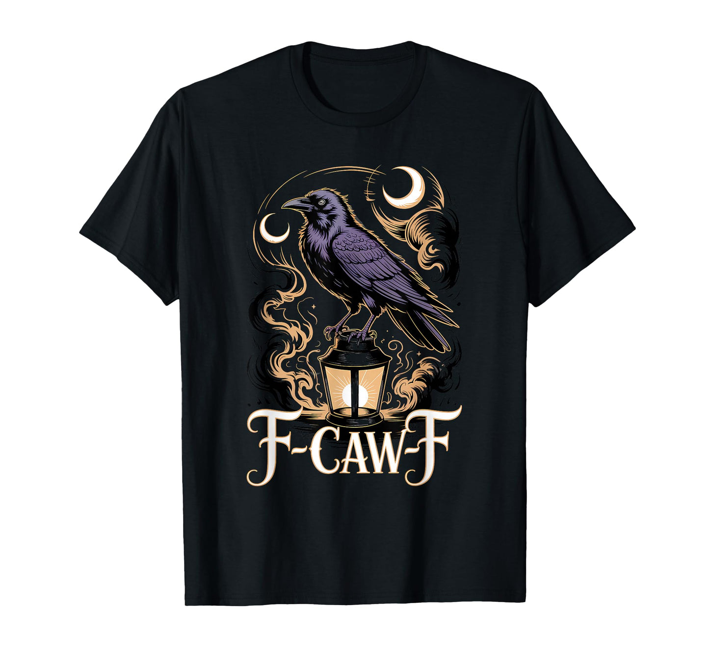 F-CAW-F Mystical Crow Lantern Fantasy Raven Halloween T-Shirt