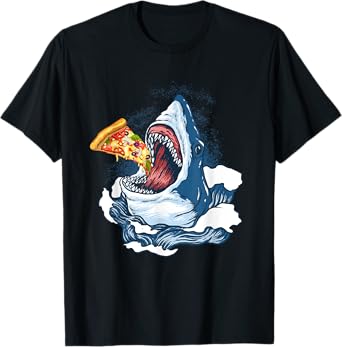 Shark Eating Pizza Shark Merchandise Jaws T-Shirt