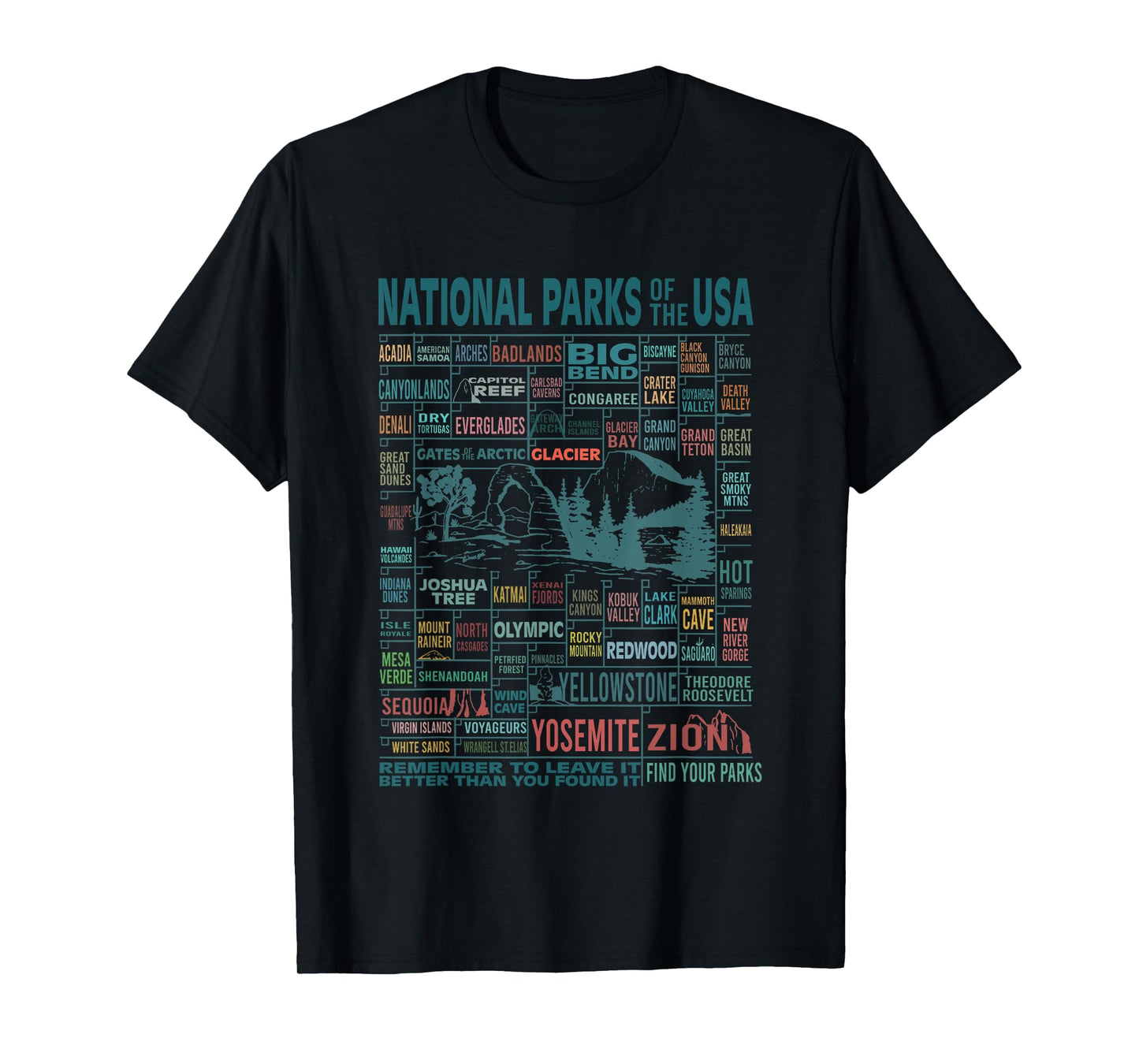 National Park Name Adventure Awaits Camping Hiking Camper T-Shirt