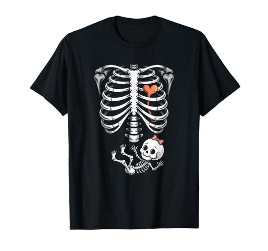 Baby Shower Skeleton Halloween Pregnancy Annoucement Girls T-Shirt