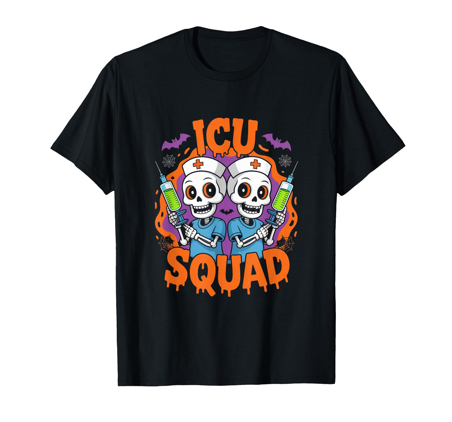 ICU Squad Skeleton Nurse Funny Halloween Costume T-Shirt