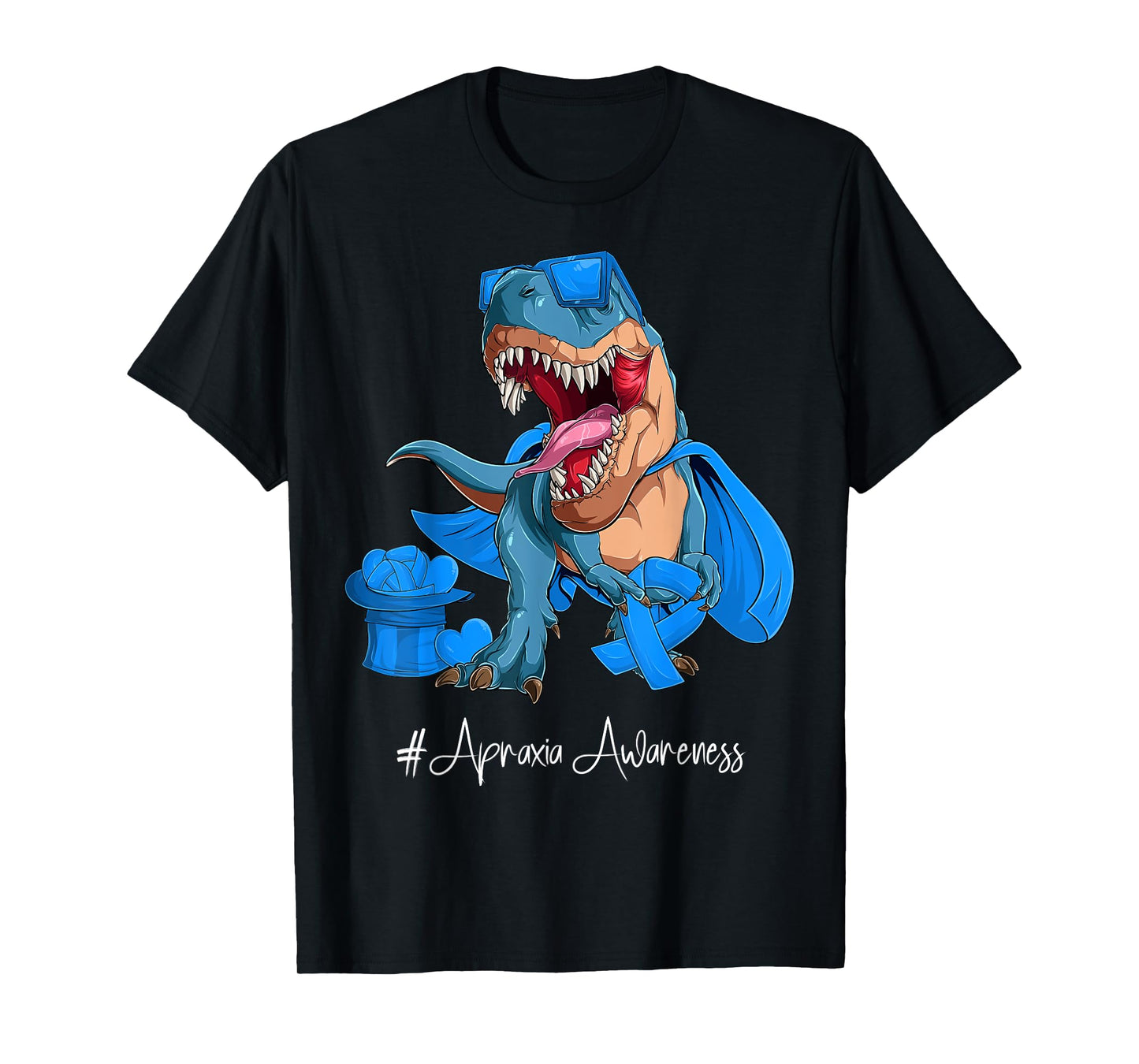 Apraxia Awareness Month Blue Ribbon Trex T-Shirt