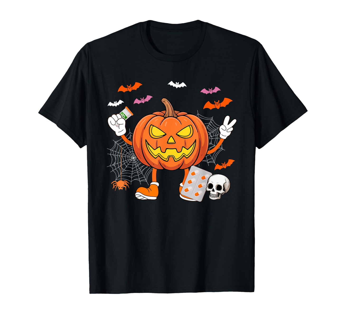 Pharmacist Job Horror Carved Pumpkin Halloween Costume Team T-Shirt