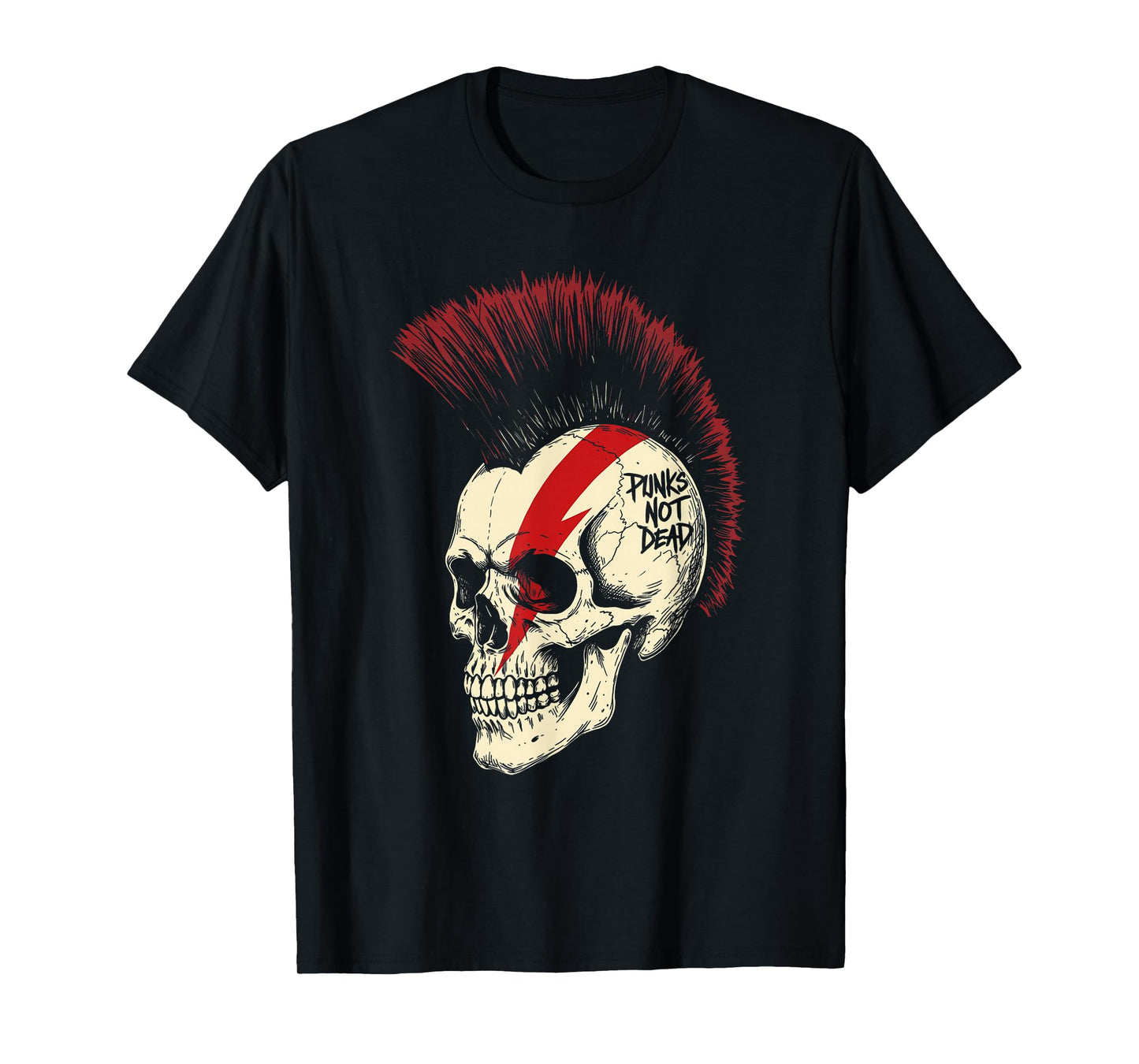Skull Punk Mohawk Metal Rock Music Skeleton Concert T-Shirt