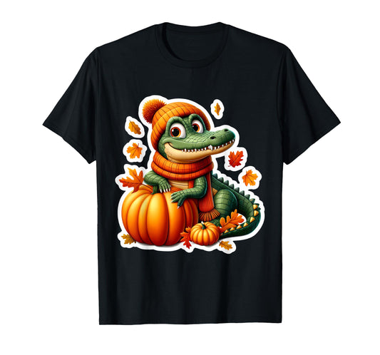 Autumn Fall Alligator Crocodile Lover Thanksgiving Pumpkin T-Shirt