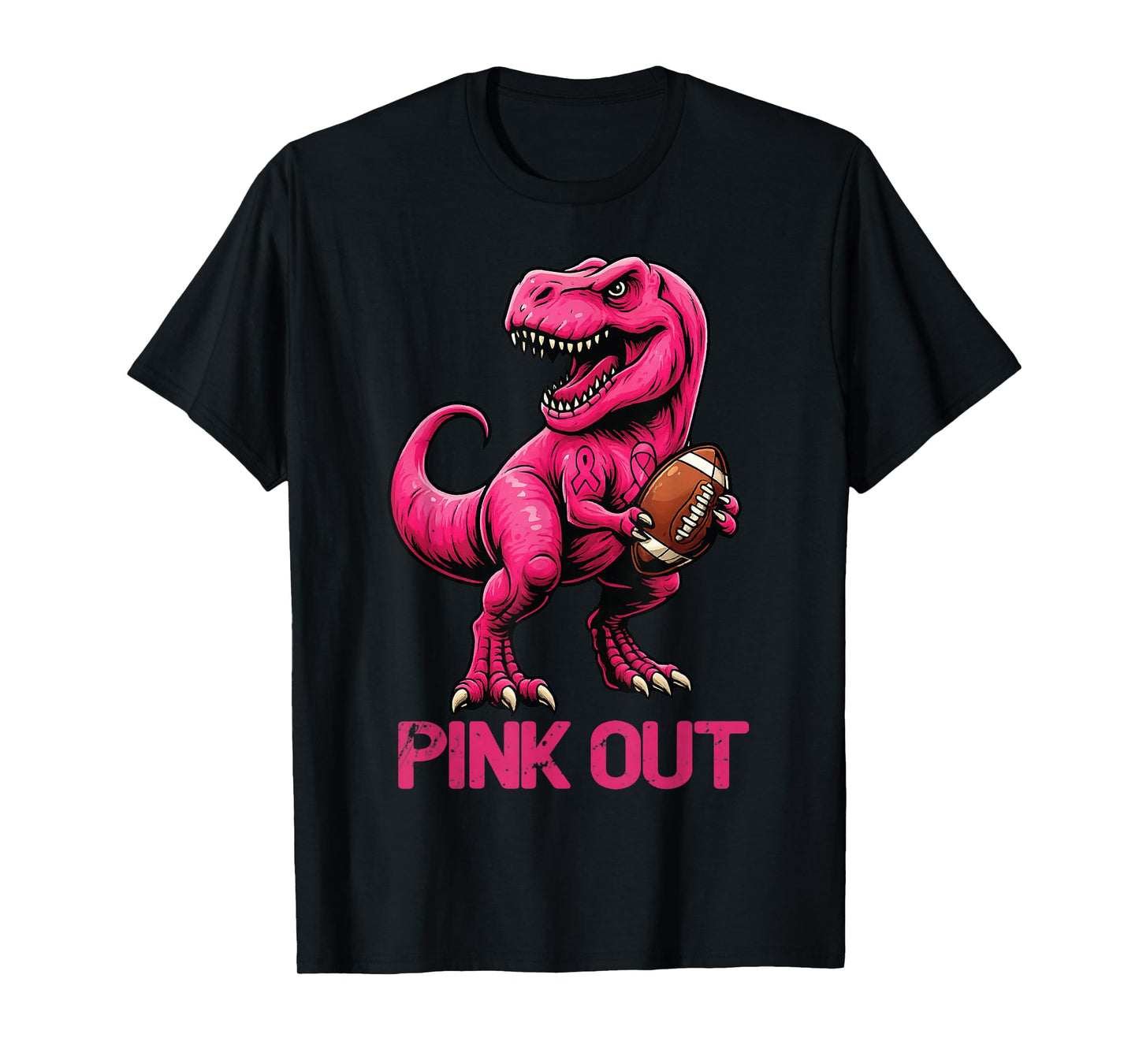 Pink Out RibbonT Rex Tackle Breast Cancer Awareness Kids T-Shirt