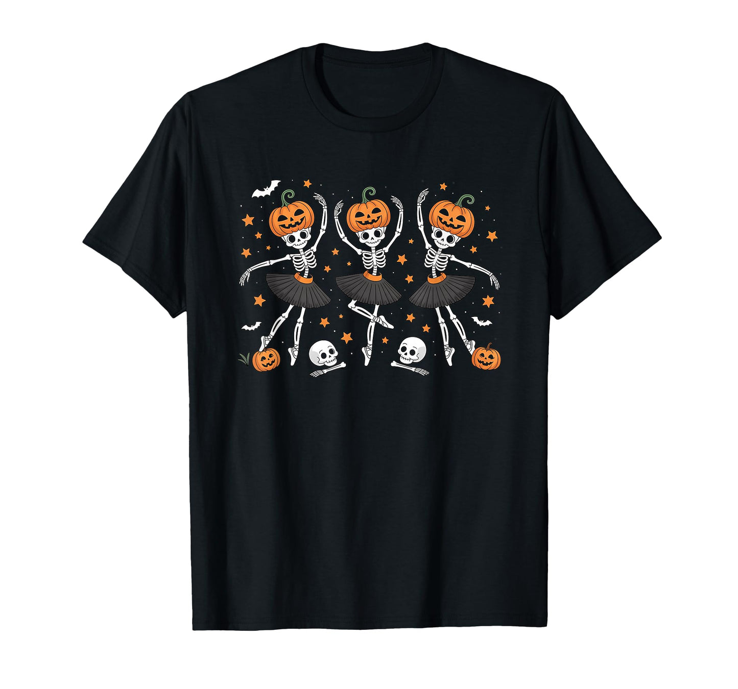 Ballet Pumpkin Skeleton Scary Men Women Boys Girl Halloween T-Shirt