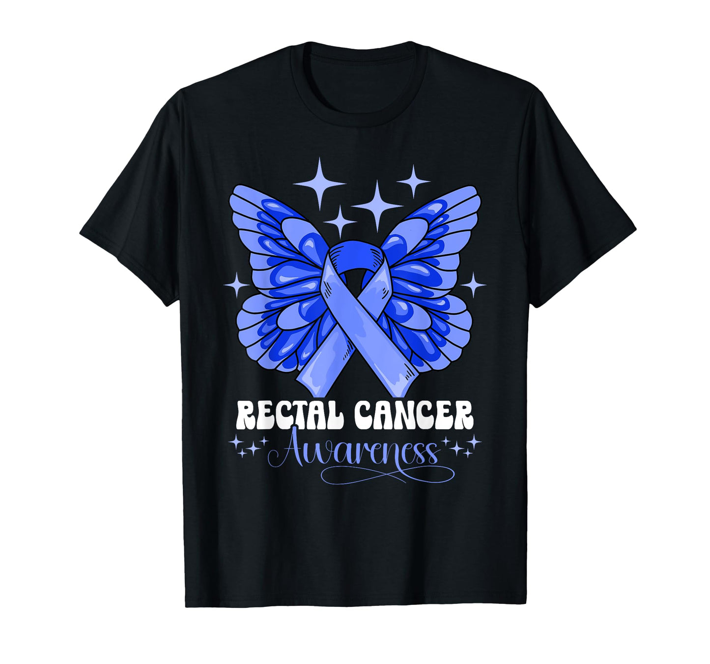 Rectal Cancer Awareness T-Shirt by Rectal Cancer Awareness - Men's Unisex-Adults Classic Fit Black Short Sleeve T-Shirt - Small - U-Neck - Modern Classic - Awareness T-Shirt