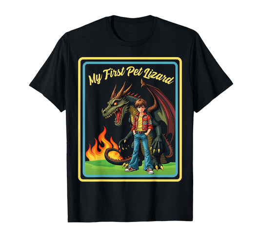 Vintage Child Game Horror, Funny Dragon, My First Pet Lizard T-Shirt
