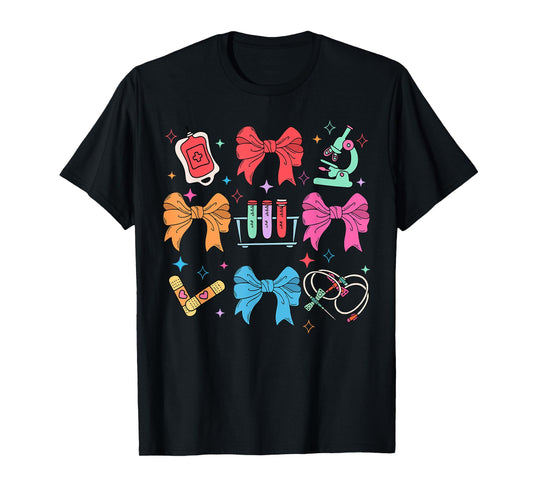 Coquette Bow Phlebotomist Phleb Tech Phlebotomy Technician T-Shirt
