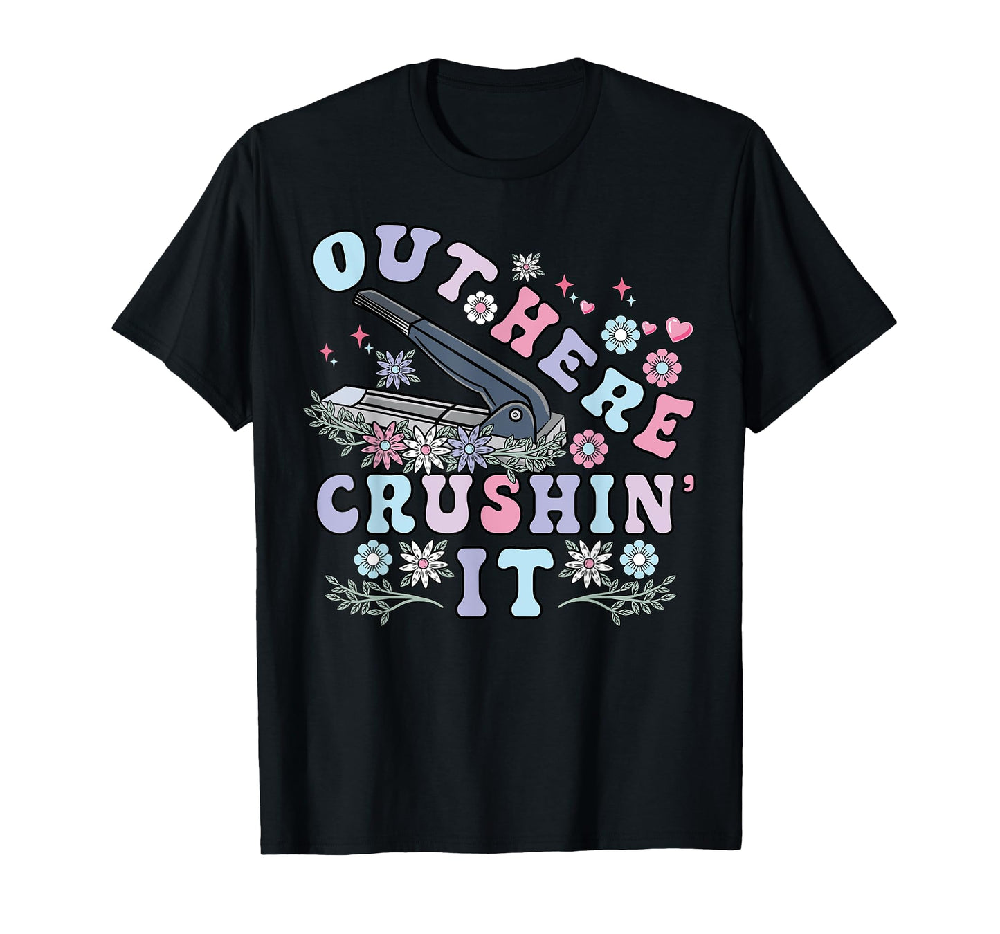 Medication Aide Out Here Crushin Funny Nurse Groovy Flowers T-Shirt
