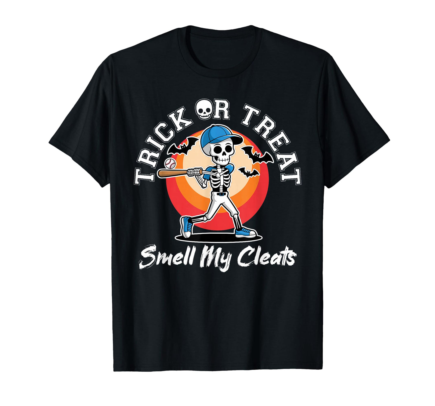 Trick Or Treat Smell My Cleats Halloween Skeleton Baseball T-Shirt