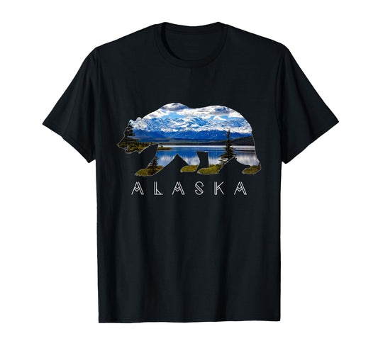 Alaskan Bear with Lake & Mountain Souvenir T-Shirt