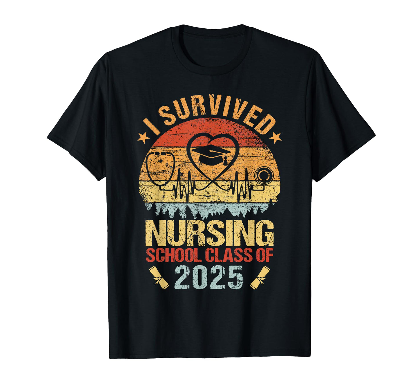 I Survived Nursing School Class of 2025 Nurses Graduation T-Shirt
