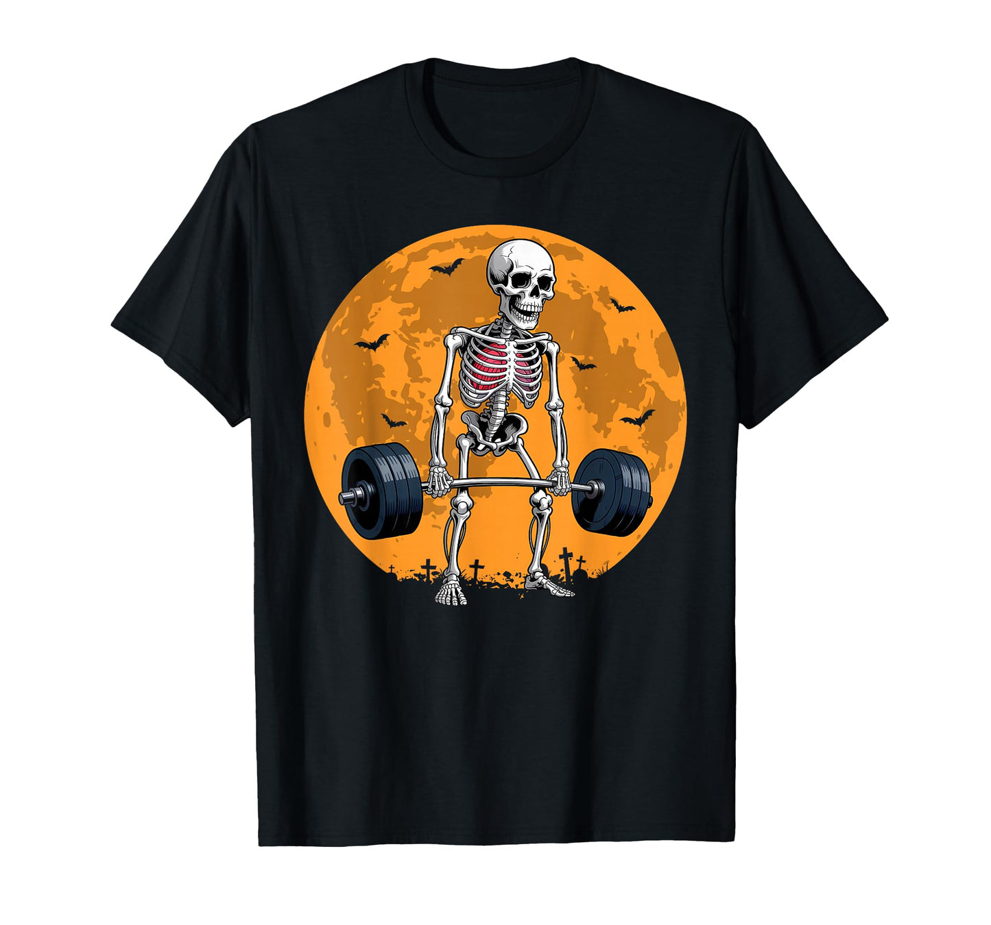 Halloween Skeleton Deadlift Funny Fitness Weightlifting Gym T-Shirt